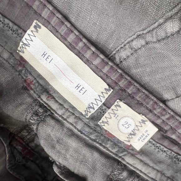 Linen Hei Hei {Anthro} Gray Embroidered NWT Low Rise Cargo Pant | 4 · Small · 25 - Picture 5 of 16